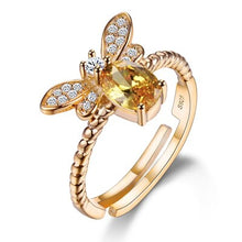 Load image into Gallery viewer, Charms Bee Design 925 Sterling Silver Jewelry Sets Citrine Pendant Necklace Earrings Ring Bracelet Jewelry Gifts For Women