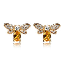 Load image into Gallery viewer, Charms Bee Design 925 Sterling Silver Jewelry Sets Citrine Pendant Necklace Earrings Ring Bracelet Jewelry Gifts For Women