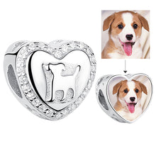 Load image into Gallery viewer, Personalized Custom Photo Heart Charms 925 Sterling Silver Crystal Beads Fit Original Pandora Charm Bracelet DIY Jewelry Making