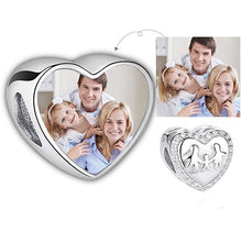 Load image into Gallery viewer, Personalized Custom Photo Heart Charms 925 Sterling Silver Crystal Beads Fit Original Pandora Charm Bracelet DIY Jewelry Making