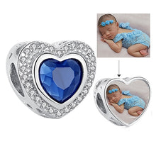 Load image into Gallery viewer, Personalized Custom Photo Heart Charms 925 Sterling Silver Crystal Beads Fit Original Pandora Charm Bracelet DIY Jewelry Making