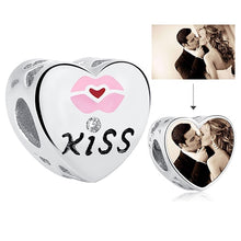 Load image into Gallery viewer, Personalized Custom Photo Heart Charms 925 Sterling Silver Crystal Beads Fit Original Pandora Charm Bracelet DIY Jewelry Making