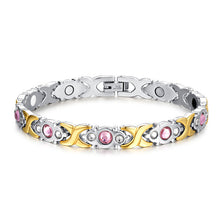 Load image into Gallery viewer, Vinterly Magnetic Bracelet Women Chain Crystal Gold-color Stainless Steel Bracelet Women Cross Health Energy Bracelets for Women
