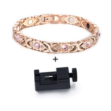 Load image into Gallery viewer, Vinterly Magnetic Bracelet Women Chain Crystal Gold-color Stainless Steel Bracelet Women Cross Health Energy Bracelets for Women