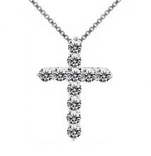Load image into Gallery viewer, Lucky Female Cross Crystal Pendants Silver Color Chain Necklaces Shiny Zirconia Choker Necklaces Fashion Jewelry Gifts For Women