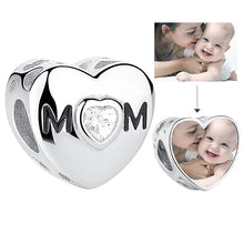 Load image into Gallery viewer, Personalized Custom Photo Heart Charms 925 Sterling Silver Crystal Beads Fit Original Pandora Charm Bracelet DIY Jewelry Making
