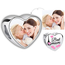 Load image into Gallery viewer, Personalized Custom Photo Heart Charms 925 Sterling Silver Crystal Beads Fit Original Pandora Charm Bracelet DIY Jewelry Making
