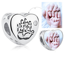 Load image into Gallery viewer, Personalized Custom Photo Heart Charms 925 Sterling Silver Crystal Beads Fit Original Pandora Charm Bracelet DIY Jewelry Making
