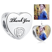 Load image into Gallery viewer, Personalized Custom Photo Heart Charms 925 Sterling Silver Crystal Beads Fit Original Pandora Charm Bracelet DIY Jewelry Making
