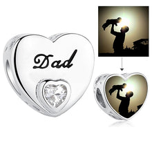 Load image into Gallery viewer, Personalized Custom Photo Heart Charms 925 Sterling Silver Crystal Beads Fit Original Pandora Charm Bracelet DIY Jewelry Making
