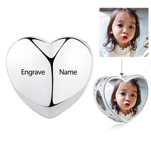 Load image into Gallery viewer, Personalized Custom Photo Heart Charms 925 Sterling Silver Crystal Beads Fit Original Pandora Charm Bracelet DIY Jewelry Making
