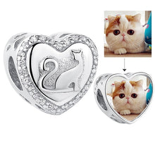 Load image into Gallery viewer, Personalized Custom Photo Heart Charms 925 Sterling Silver Crystal Beads Fit Original Pandora Charm Bracelet DIY Jewelry Making
