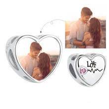 Load image into Gallery viewer, Personalized Custom Photo Heart Charms 925 Sterling Silver Crystal Beads Fit Original Pandora Charm Bracelet DIY Jewelry Making
