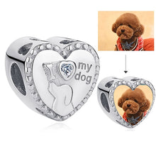 Load image into Gallery viewer, Personalized Custom Photo Heart Charms 925 Sterling Silver Crystal Beads Fit Original Pandora Charm Bracelet DIY Jewelry Making
