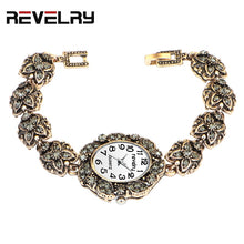Load image into Gallery viewer, QINGXIYA Brand Women Ancient Gold Bracelet Luxury Watches Grey Rhinestone Ladies Quartz Wristwatch Casual Women Dress Colck
