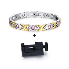 Load image into Gallery viewer, Vinterly Magnetic Bracelet Women Chain Crystal Gold-color Stainless Steel Bracelet Women Cross Health Energy Bracelets for Women
