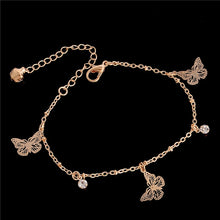 Load image into Gallery viewer, SHUANGR New Arrival Butterfly charm anklet bracelet for women Gold-Color Bracelet on a leg Fashion foot chian Ankle love jewelry
