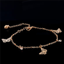 Load image into Gallery viewer, SHUANGR New Arrival Butterfly charm anklet bracelet for women Gold-Color Bracelet on a leg Fashion foot chian Ankle love jewelry
