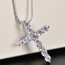 Load image into Gallery viewer, Lucky Female Cross Crystal Pendants Silver Color Chain Necklaces Shiny Zirconia Choker Necklaces Fashion Jewelry Gifts For Women
