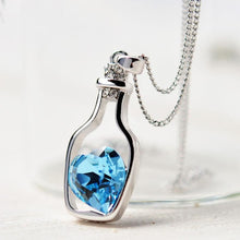 Load image into Gallery viewer, Susenstone 2017 Ladies Popular Necklaces Heart Shape Love Crystal Necklace Love Drift Bottles adjustable Pendant Necklaces&amp;28
